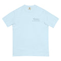 Dockline Tee in Chambray with navy cleat-hitch print, front view