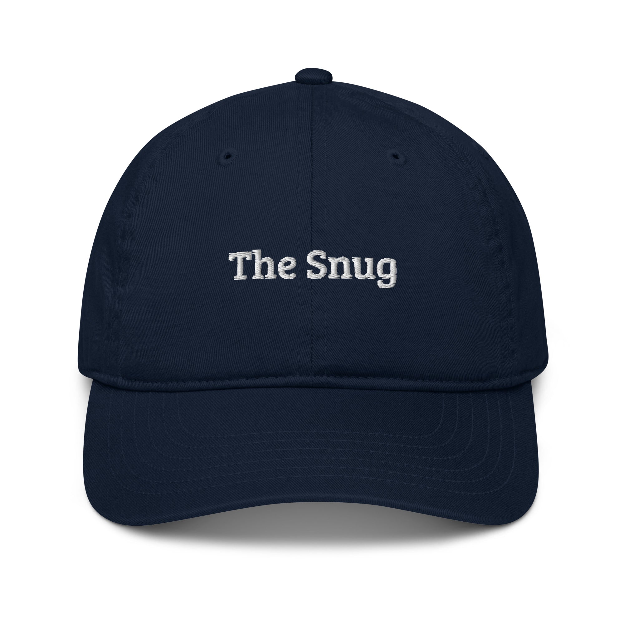 The Snug Cap in Pacific with white embroidery, front view