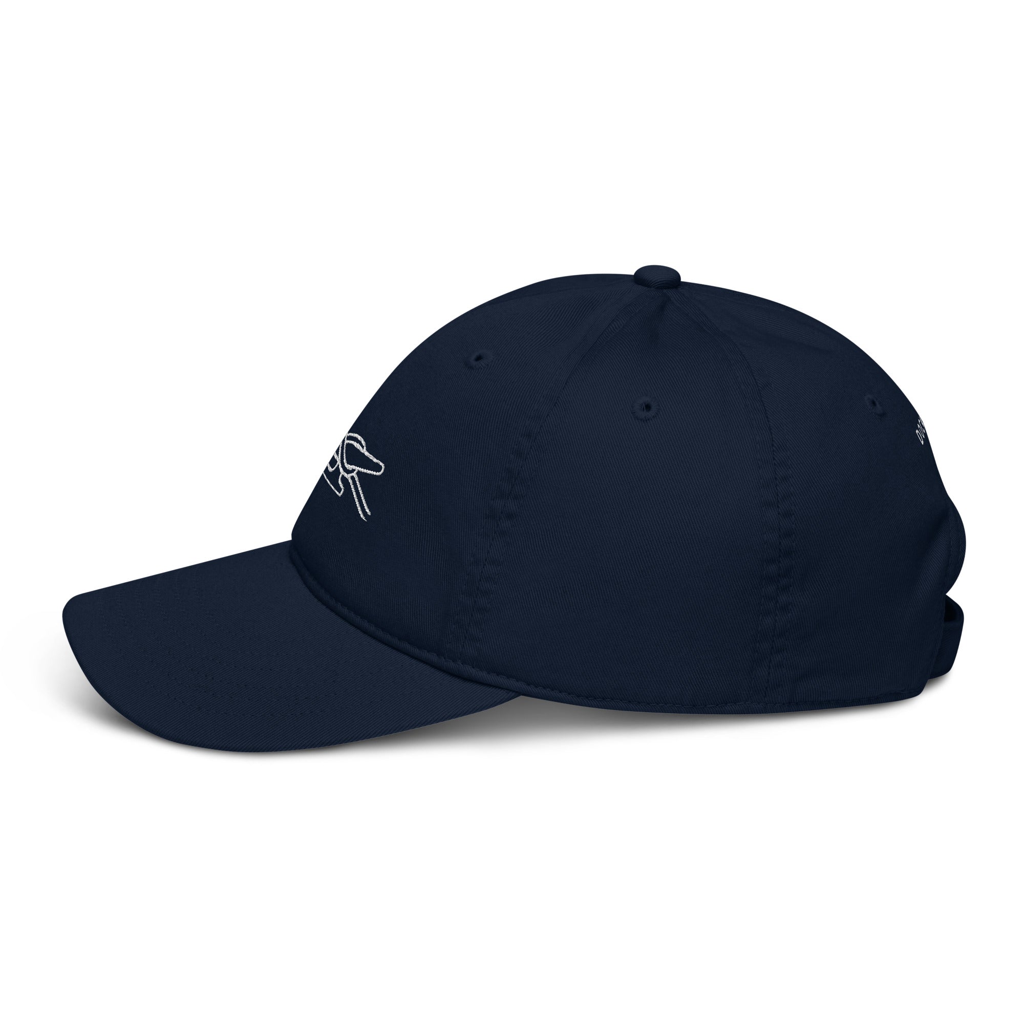 Dockline Cap in Pacific with white cleat-hitch embroidery, left side view