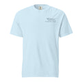 Dockline Tee in Chambray with navy cleat-hitch print, ghost front view