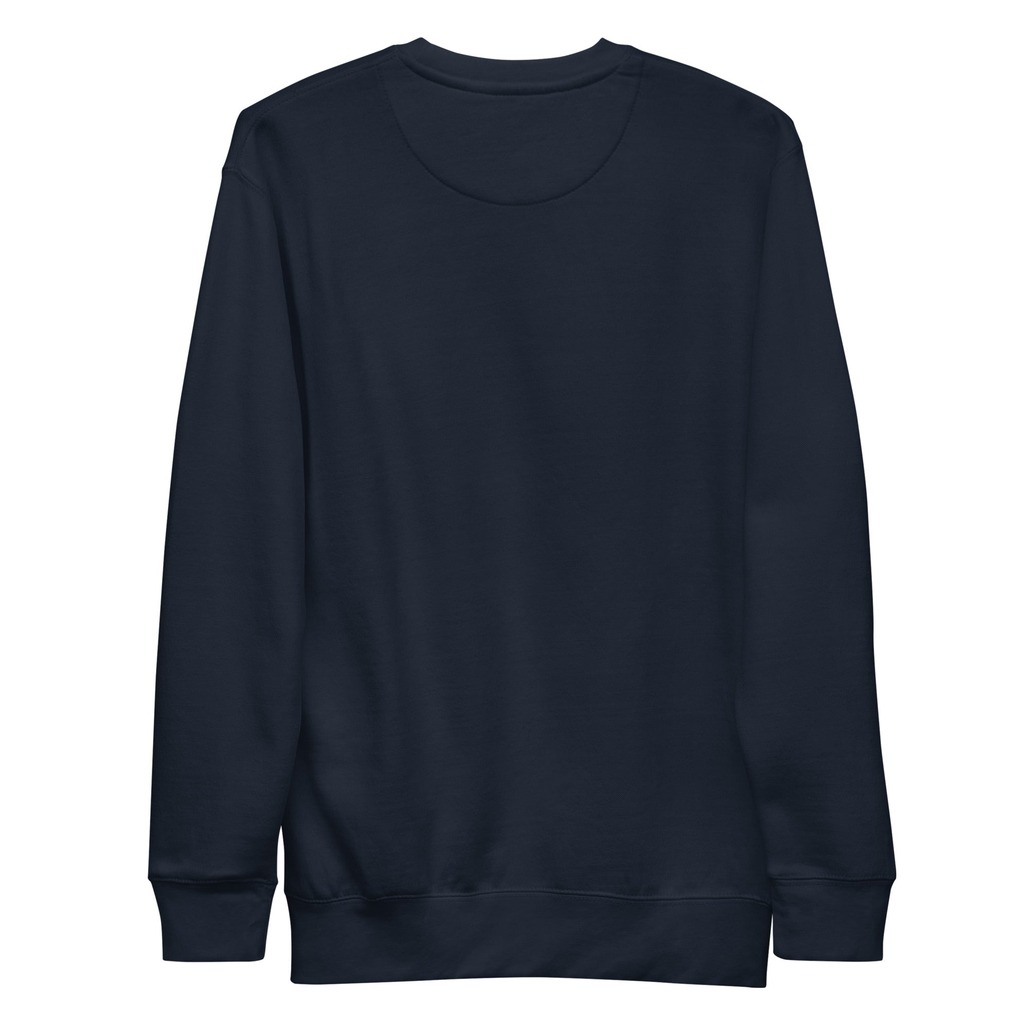 Last Boat Home Crewneck in Navy Blazer with plain back, back view