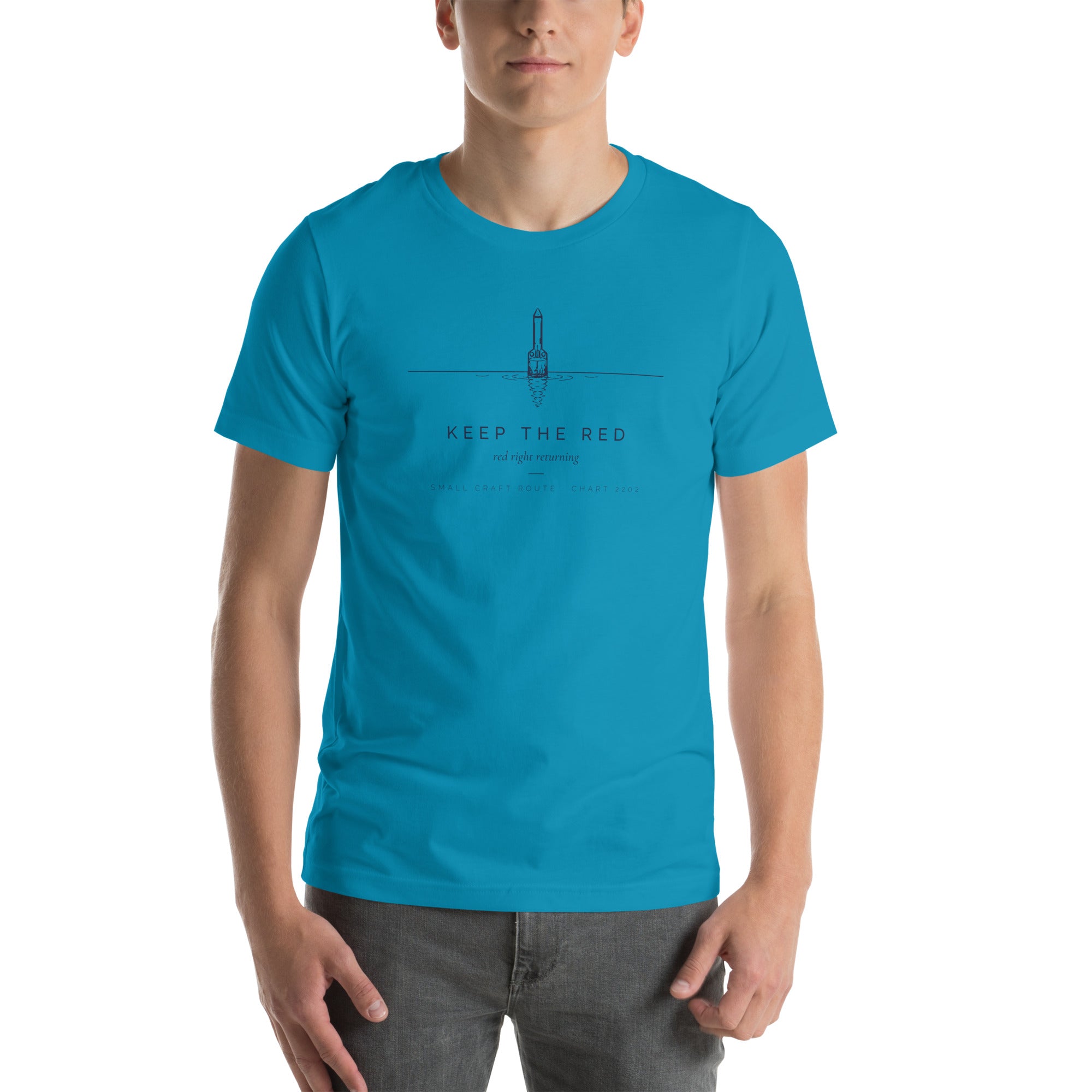 Keep the Red tee in Aqua, front view