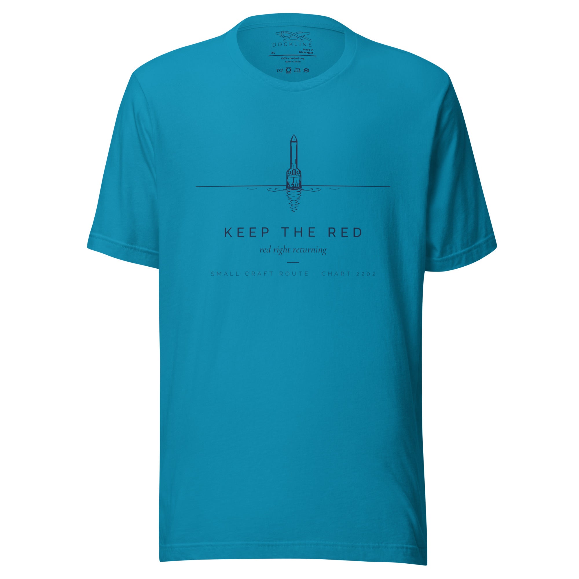 Keep the Red Tee in Aqua with navy artwork, product-only front view