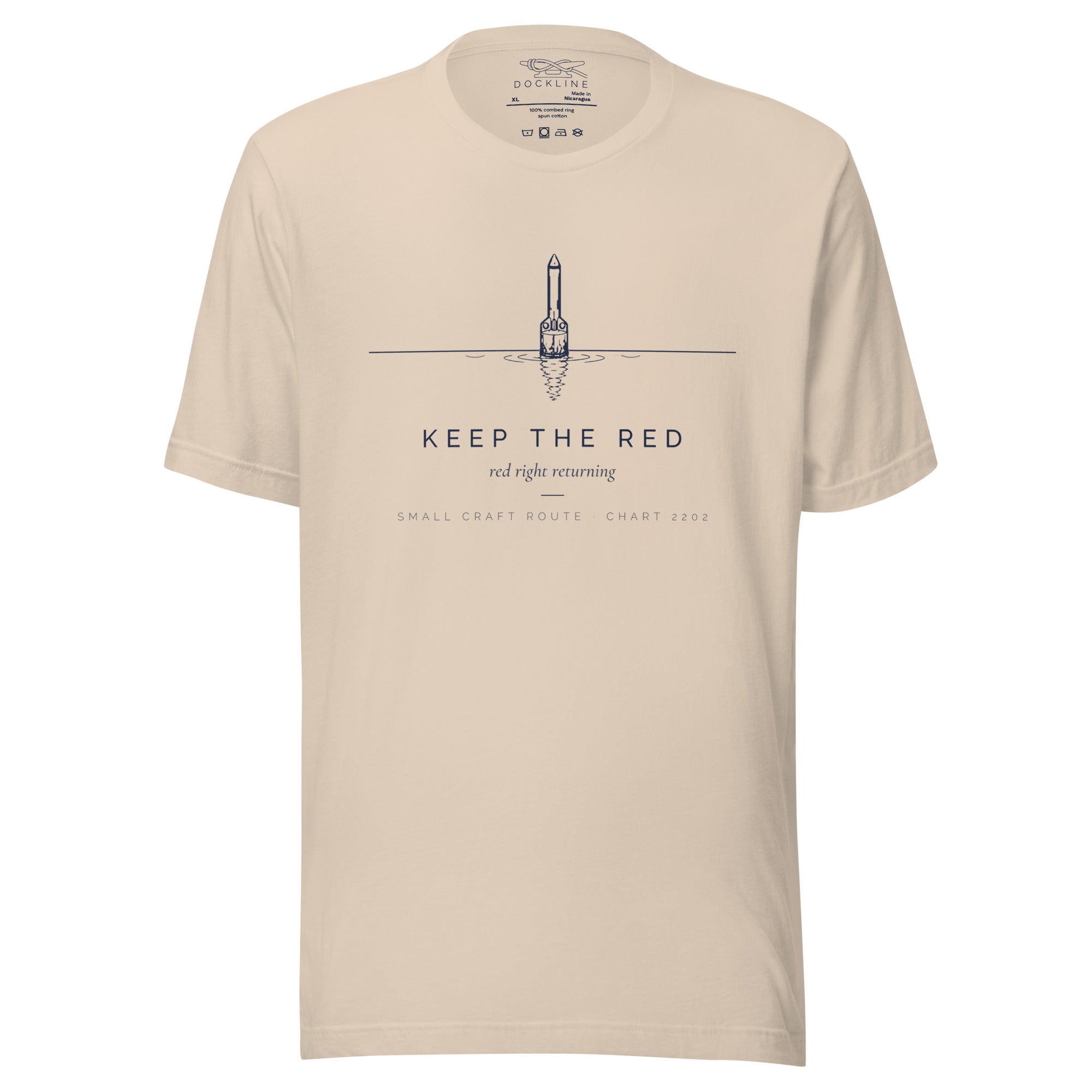 Keep the Red Tee in Soft Cream with navy artwork, product-only front view