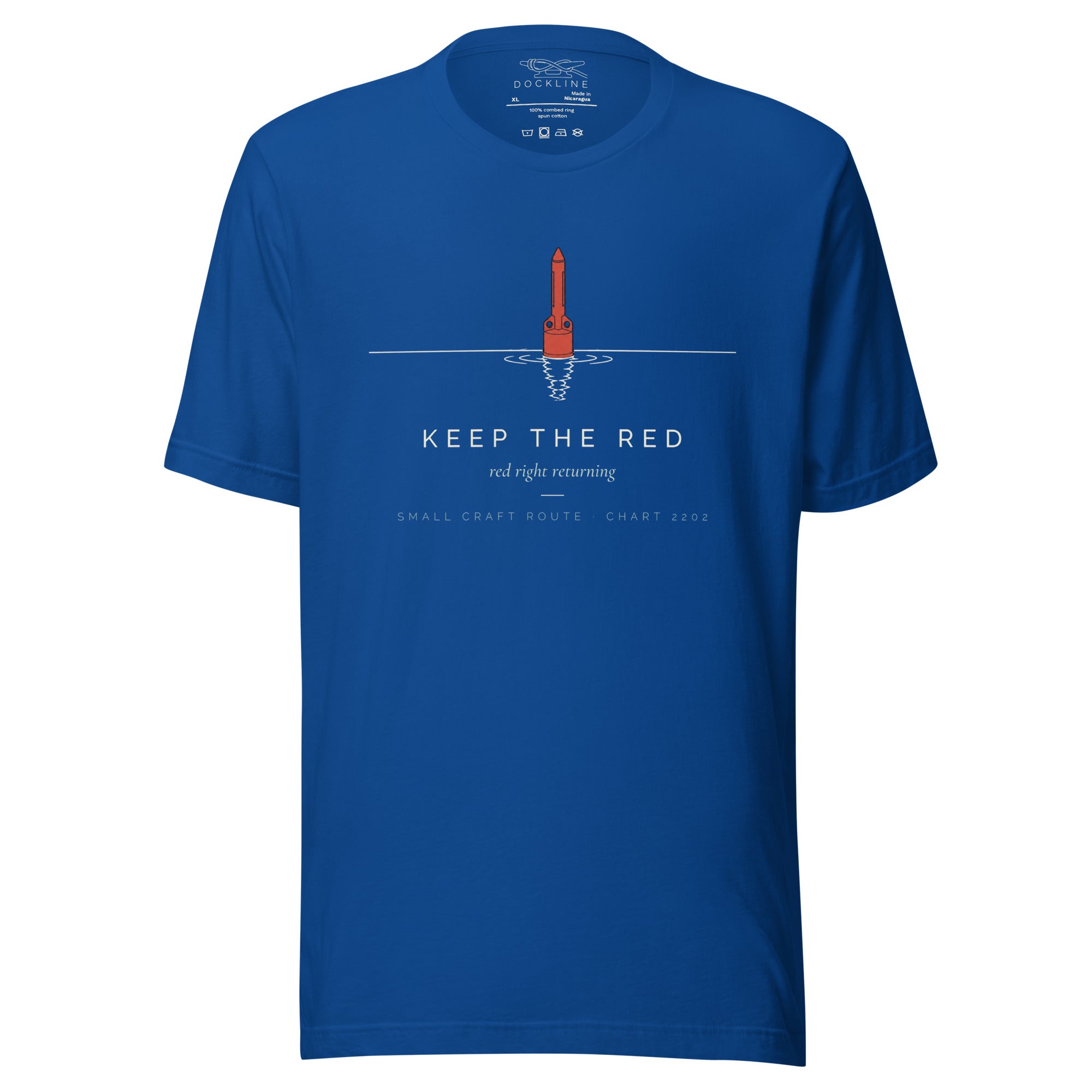 Keep the Red Tee in True Royal with Sail Cream and red accent artwork, product-only front view